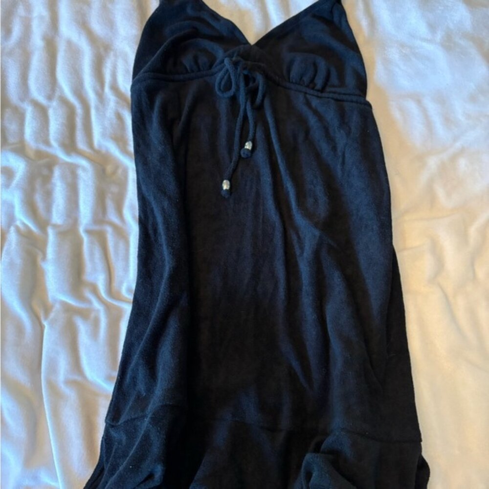 Catalina Black Halter Beach Dress with Adjustable Tie